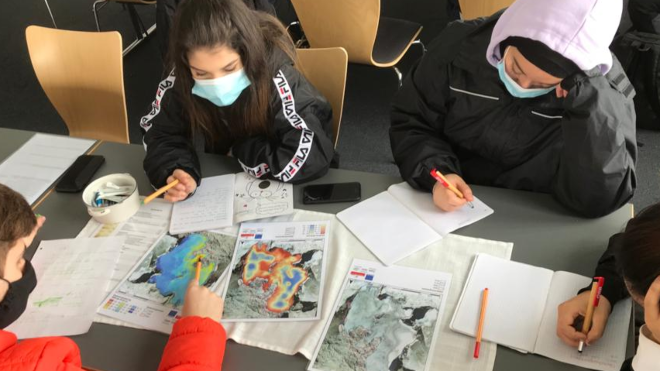 Students working with masks