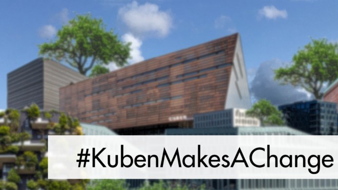 Photo of Kuben school and the text Kuben Makes a Change